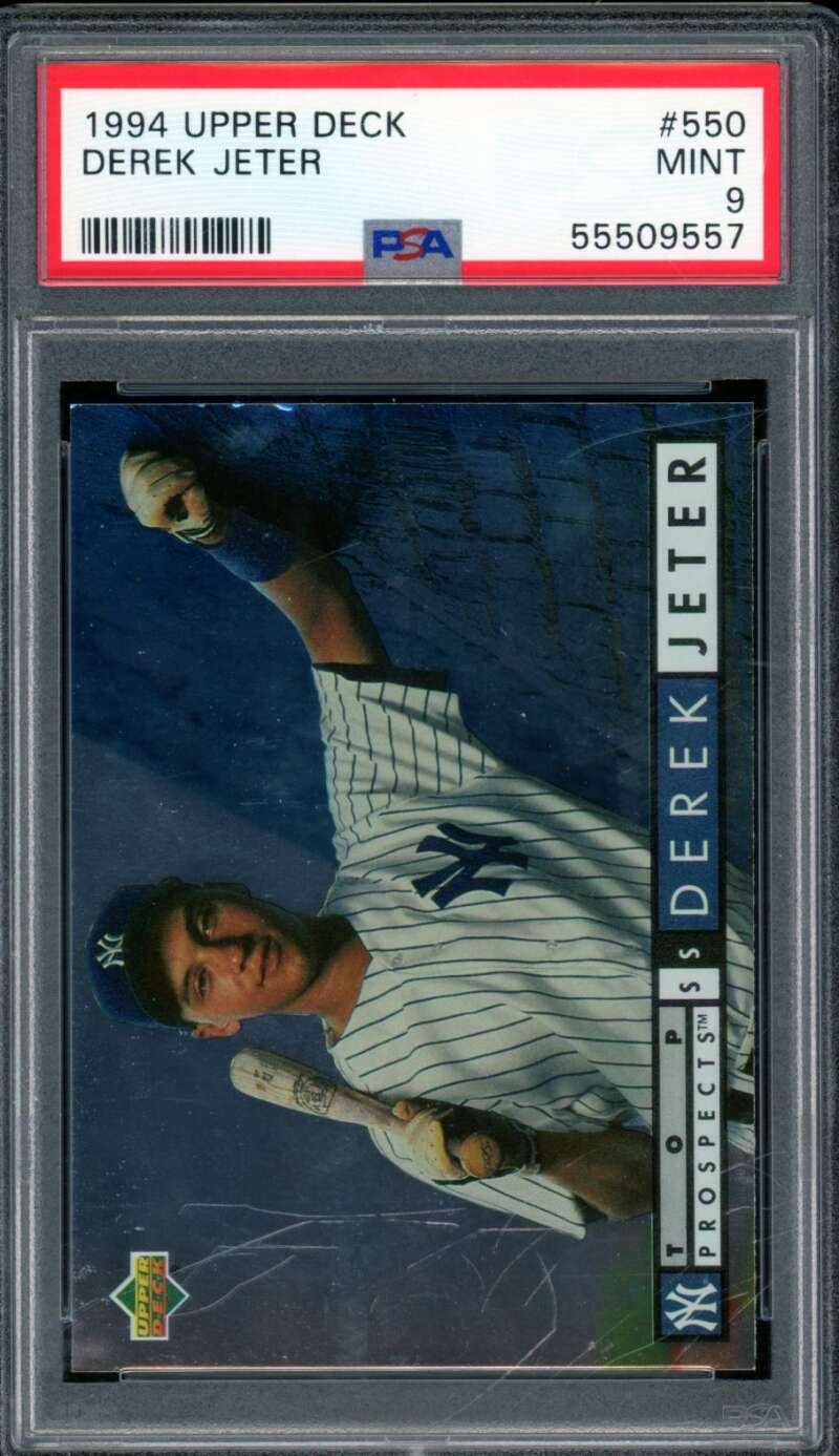Derek Jeter Card 1994 Upper Deck Top Prospects #550 PSA 9 Image 1