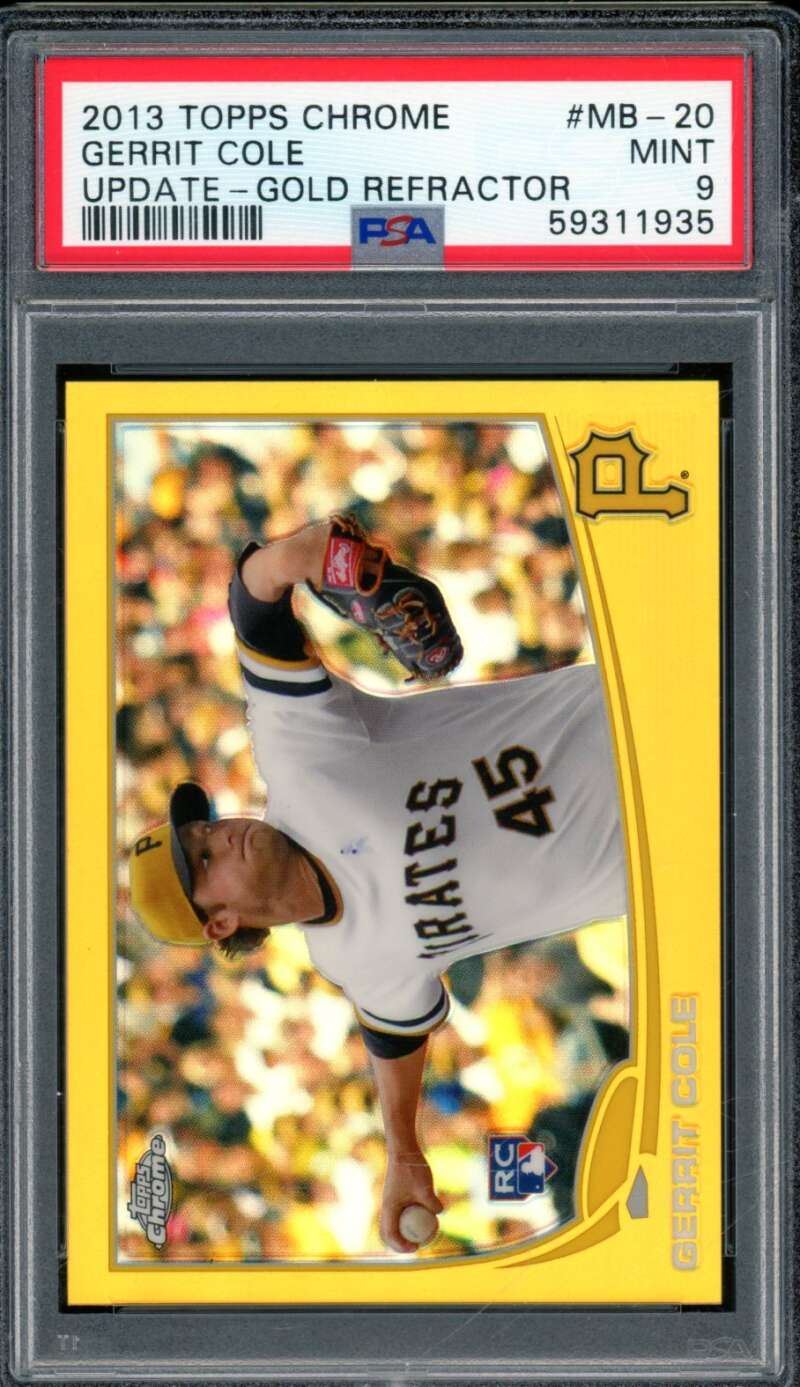 Gerrit Cole Rookie Card 2013 Topps Chrome Update Gold Refractor #MB-20 PSA 9 Image 1