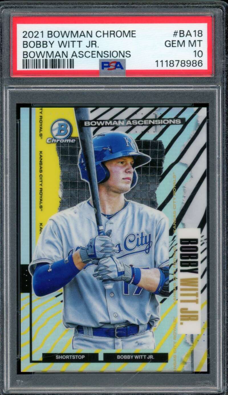 Bobby Witt Jr. Rookie 2021 Bowman Chrome Bowman Ascensions (pop 29) #BA18 PSA 10 Image 1