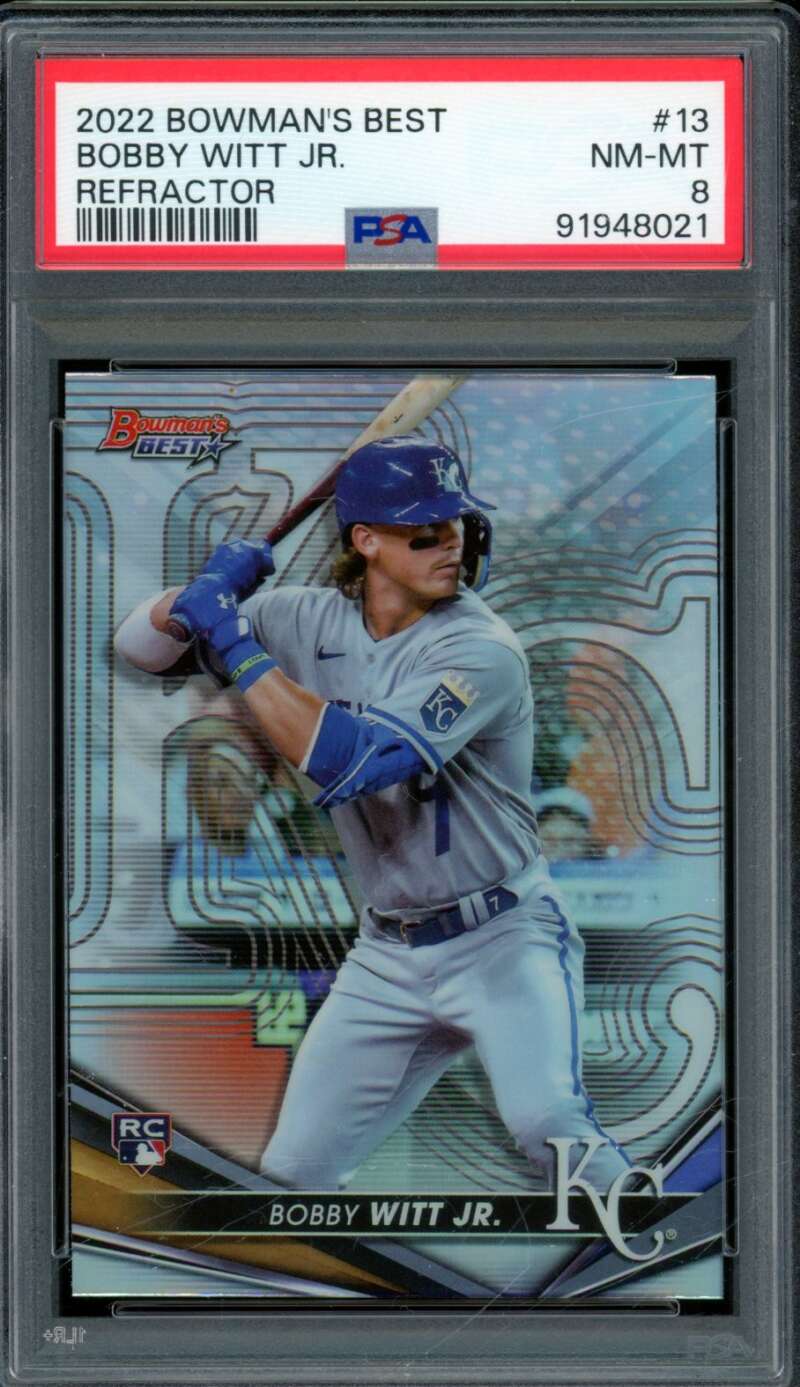 Bobby Witt Jr. Rookie Card 2022 Bowman's Best Refractor #13 PSA 8 Image 1