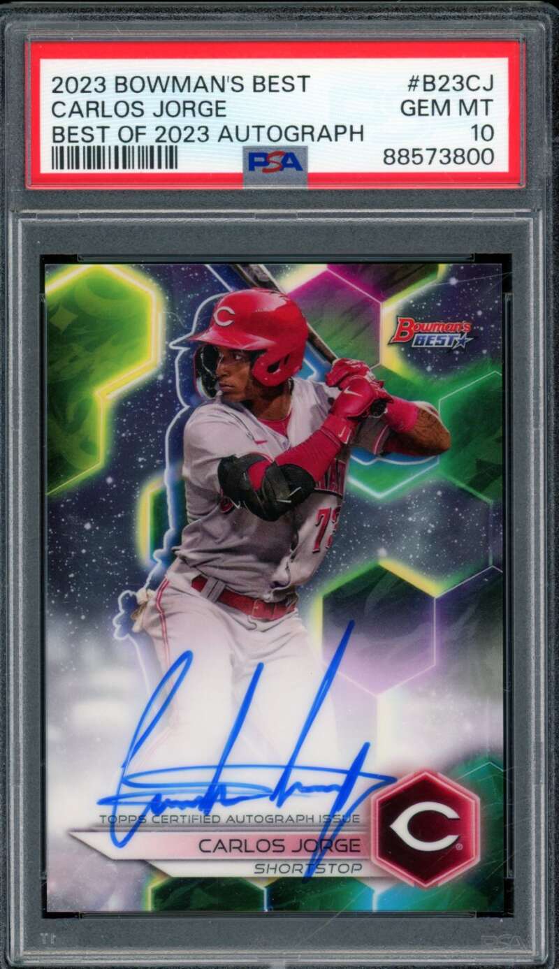 Carlos Jorge Rookie Card 2023 Bowman's Best Best of 2023 Autograph #B23CJ PSA 10 Image 1