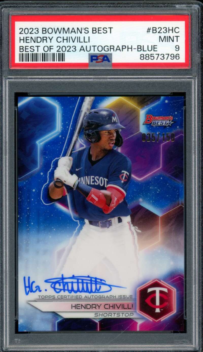 Hendry Chivilli Rookie 2023 Bowman's Best Best 2023 Autograph Blue #B23HC PSA 9 Image 1