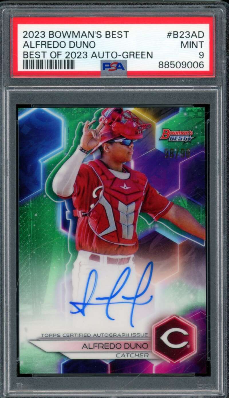 Alfredo Duno Rookie 2023 Bowman's Best Best Of 2023 Autograph Green #B23AD PSA 9 Image 1