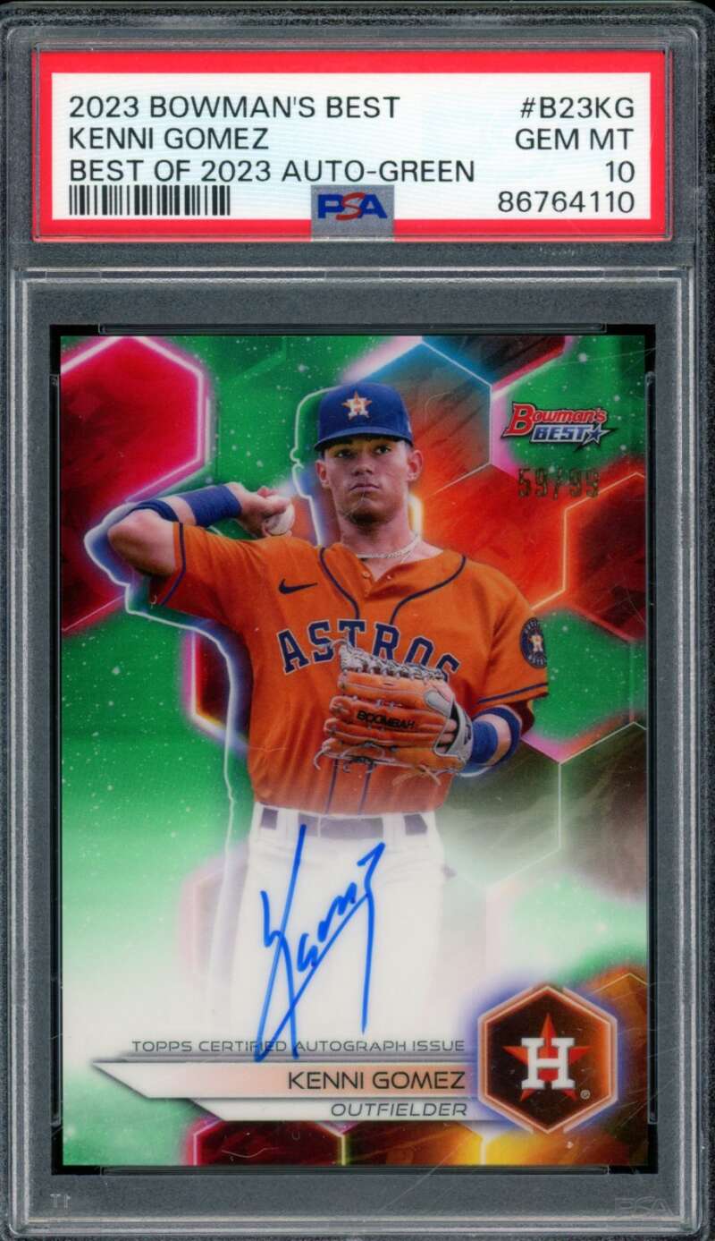 Kenni Gomez Rookie Card 2023 Bowman's Best Best Of 2023 Auto Green #B23KG PSA 10 Image 1