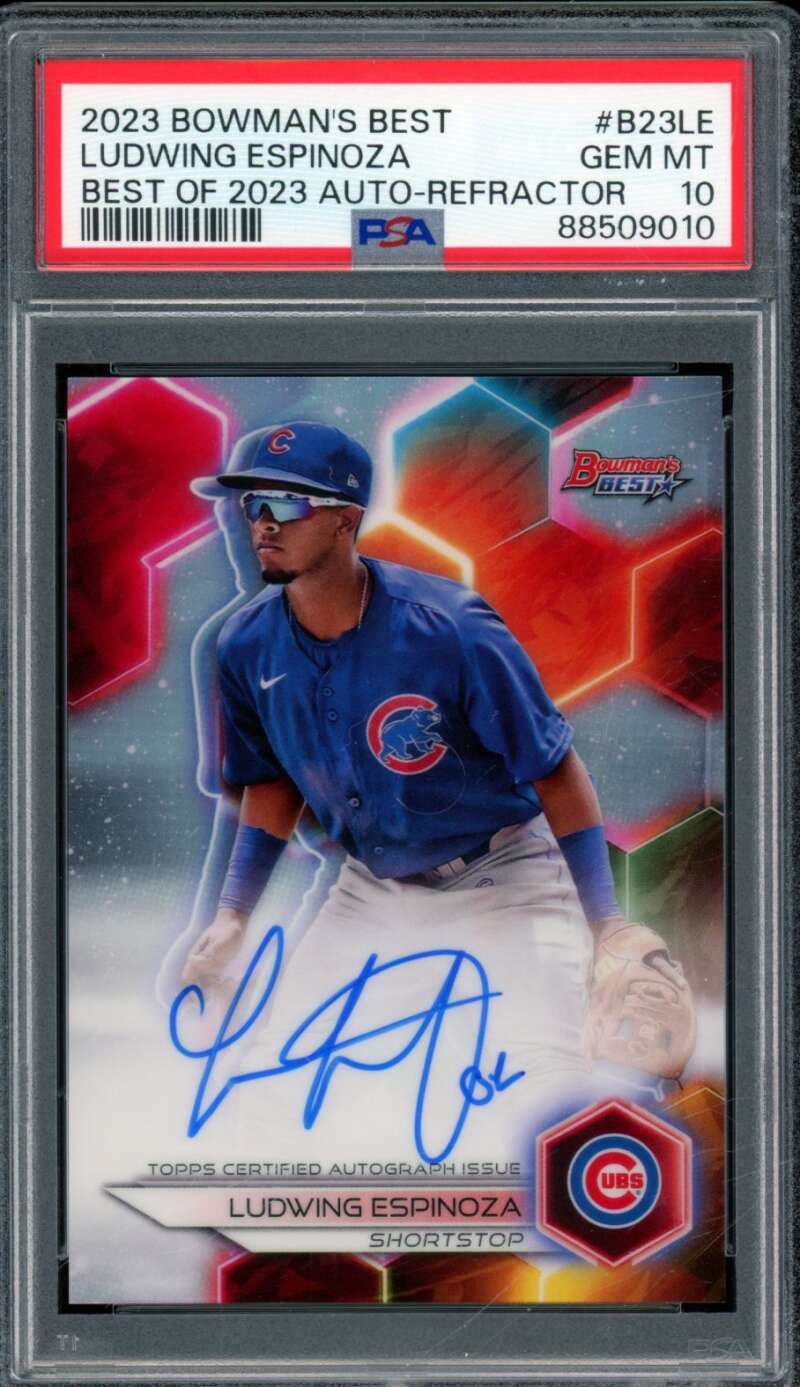 Ludwing Espinoza Rookie 2023 Bowman's Best Best Of 2013 Auto Ref #B23LE PSA 10 Image 1