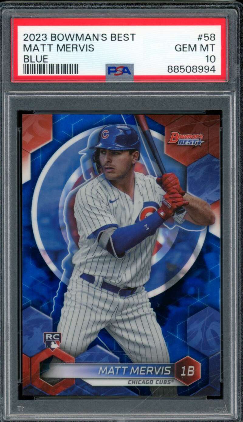 Matt Mervis Rookie Card 2023 Bowman's Best Blue (pop 1) #58 PSA 10 Image 1