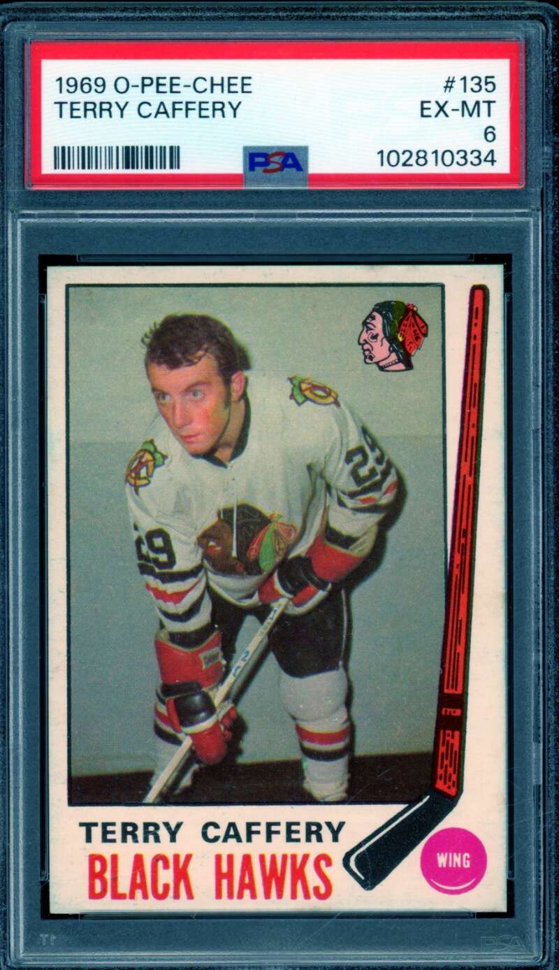 Terry Caffery Card 1969-70 O-Pee-Chee #135 PSA 6 Image 1