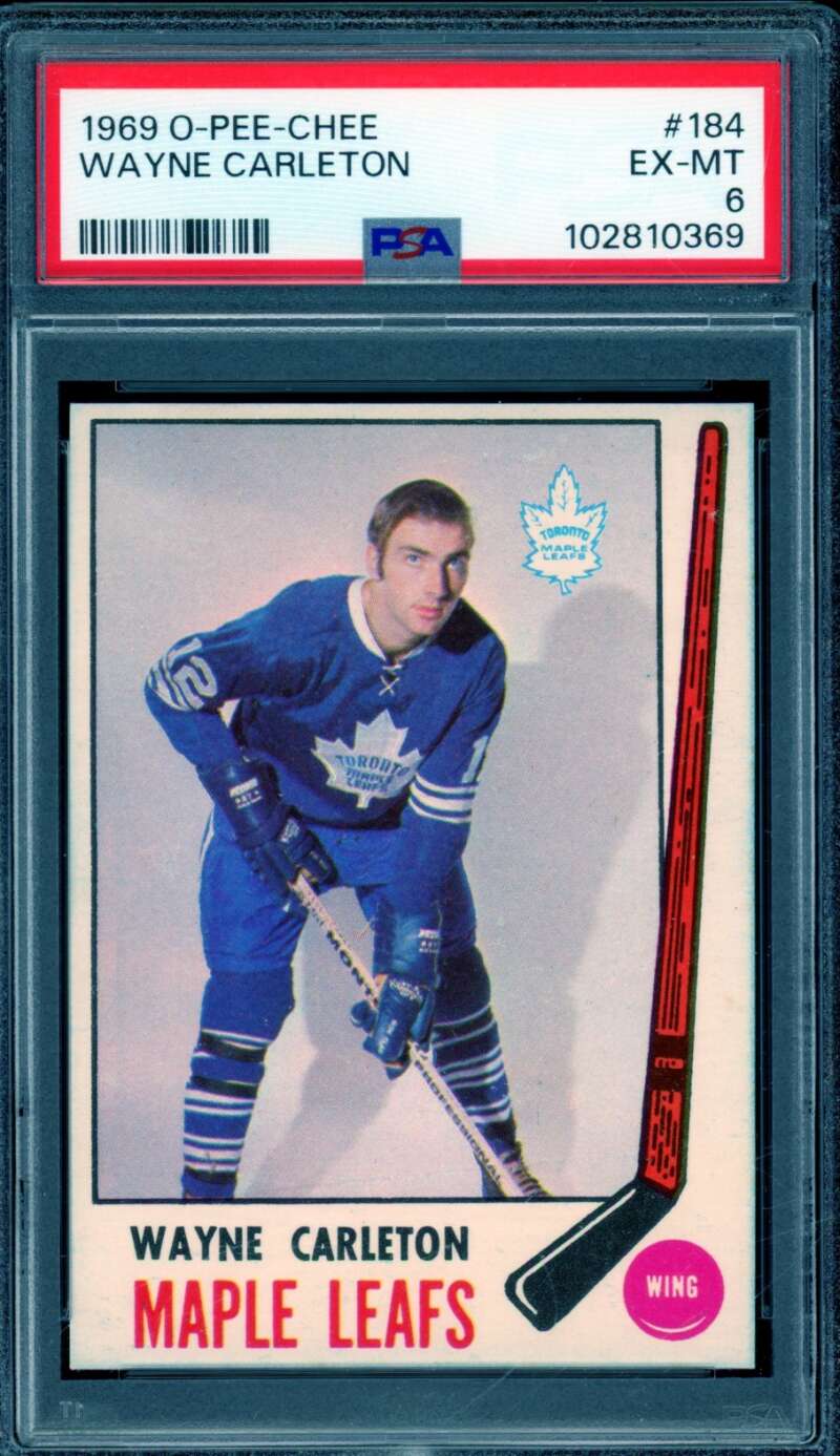 Wayne Carleton Card 1969-70 O-Pee-Chee #184 PSA 6 Image 1