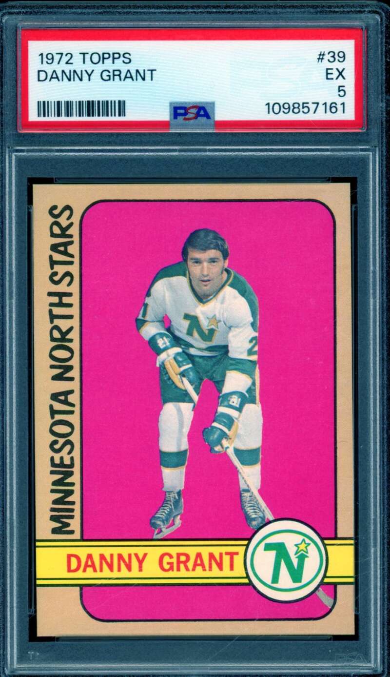 Danny Grant Card 1972-73 Topps #39 PSA 5 Image 1