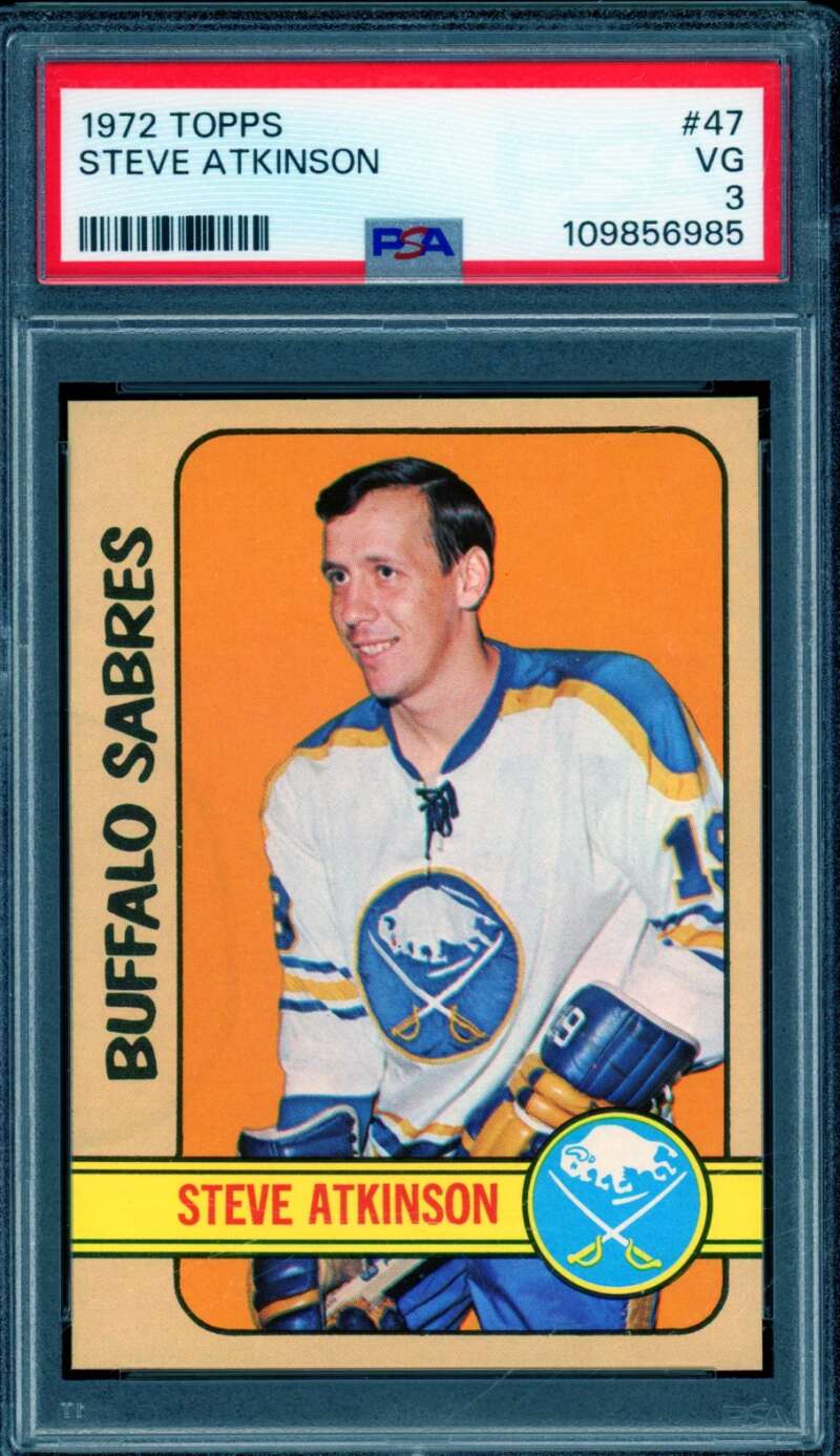 Steve Atkinson Card 1972-73 Topps #47 PSA 3 Image 1