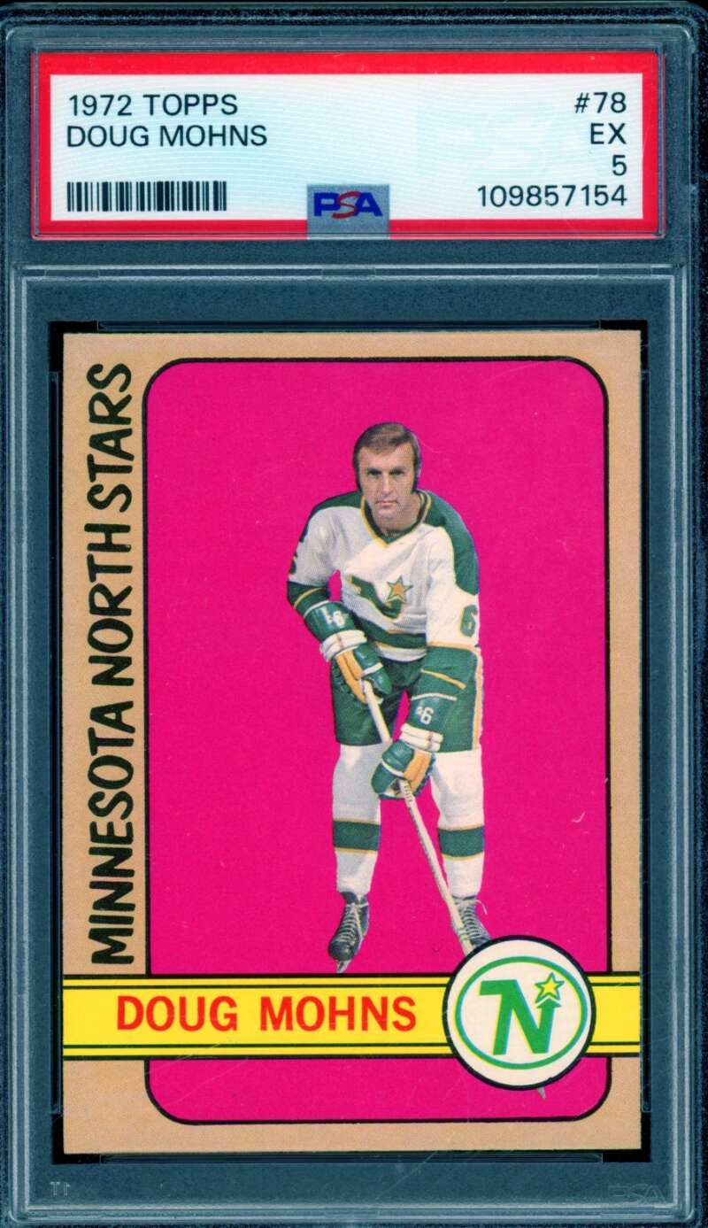 Doug Mohns Card 1972-73 Topps #78 PSA 5 Image 1