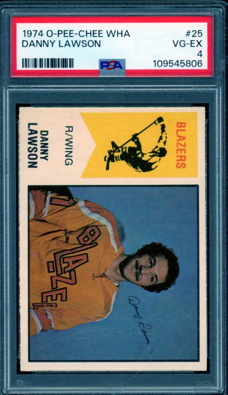 Danny Lawson Card 1974-75 O-Pee-Chee WHA #25 PSA 4 Image 1