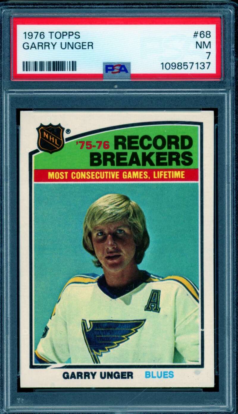 Garry Unger Card 1976-77 Topps #68 PSA 7 Image 1