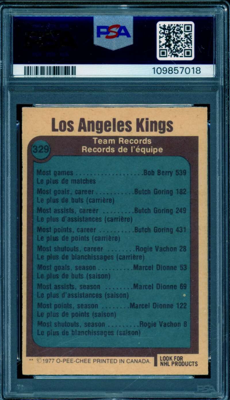 Los Angeles Kings Logo Card 1977-78 O-Pee-Chee #329 PSA 6 Image 2