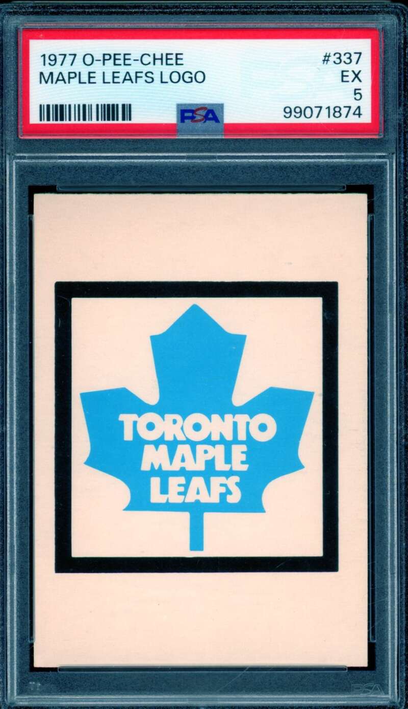 Toronto Maple Leafs Logo Card 1977-78 O-Pee-Chee #337 PSA 5 Image 1