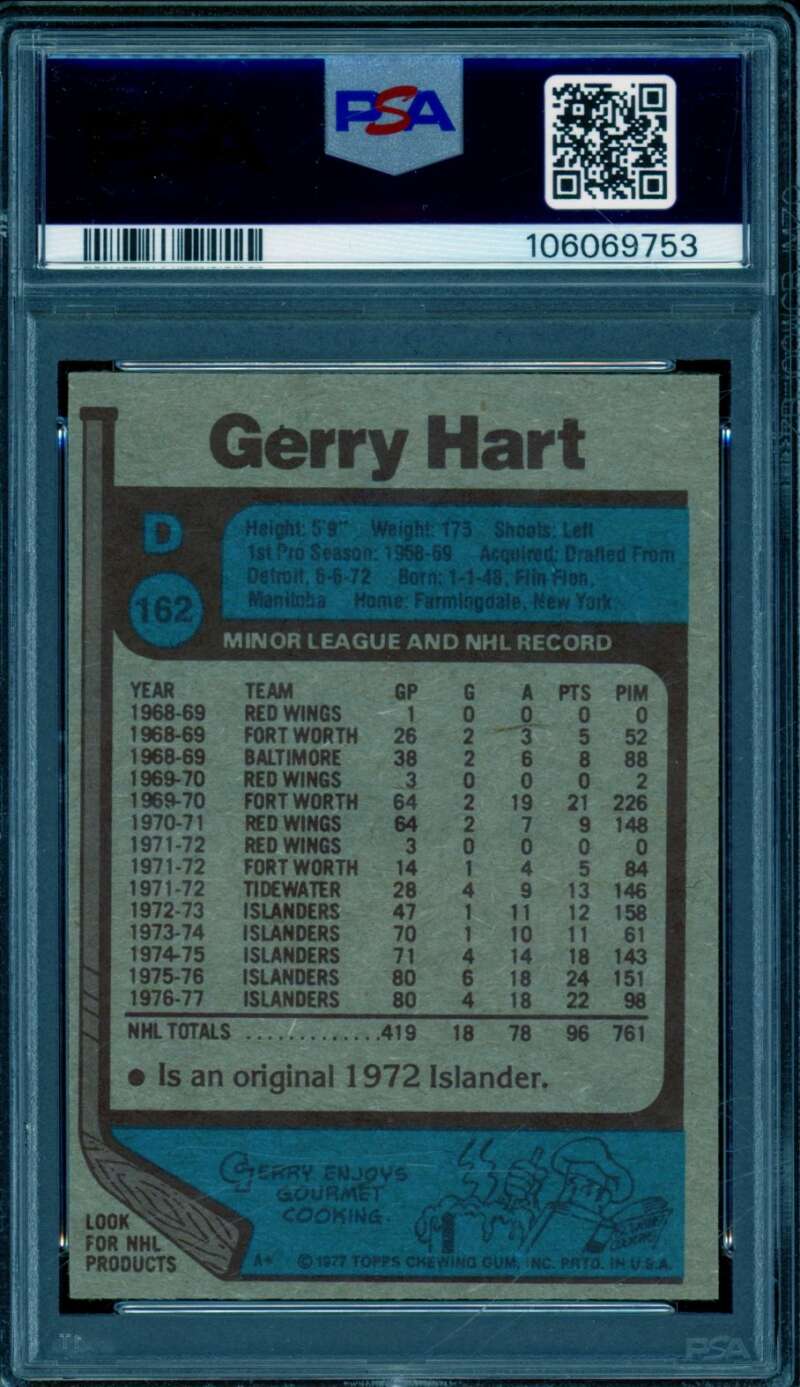 Gerry Hart Card 1977-78 Topps #162 PSA 6 Image 2