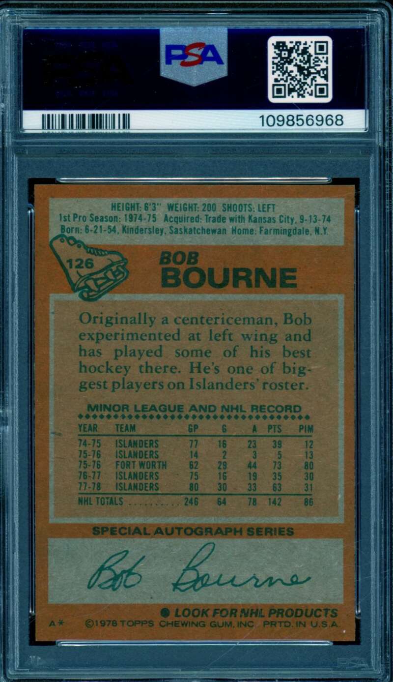 Bob Bourne Card 1978-79 Topps #126 PSA 6 Image 2