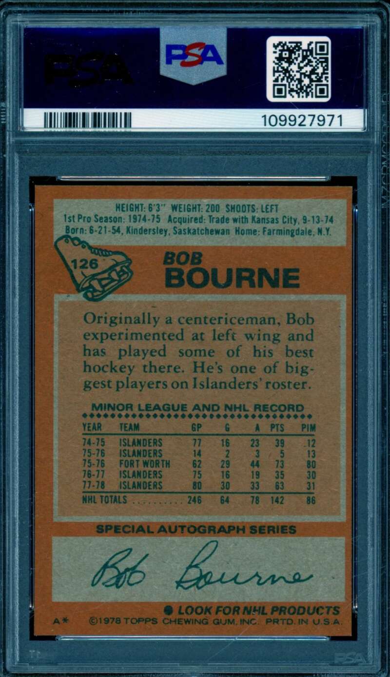 Bob Bourne Card 1978-79 Topps #126 PSA 7 Image 2
