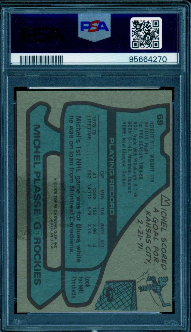 Michel Plasse Card 1979-80 Topps #69 PSA 8 (ST) Image 2