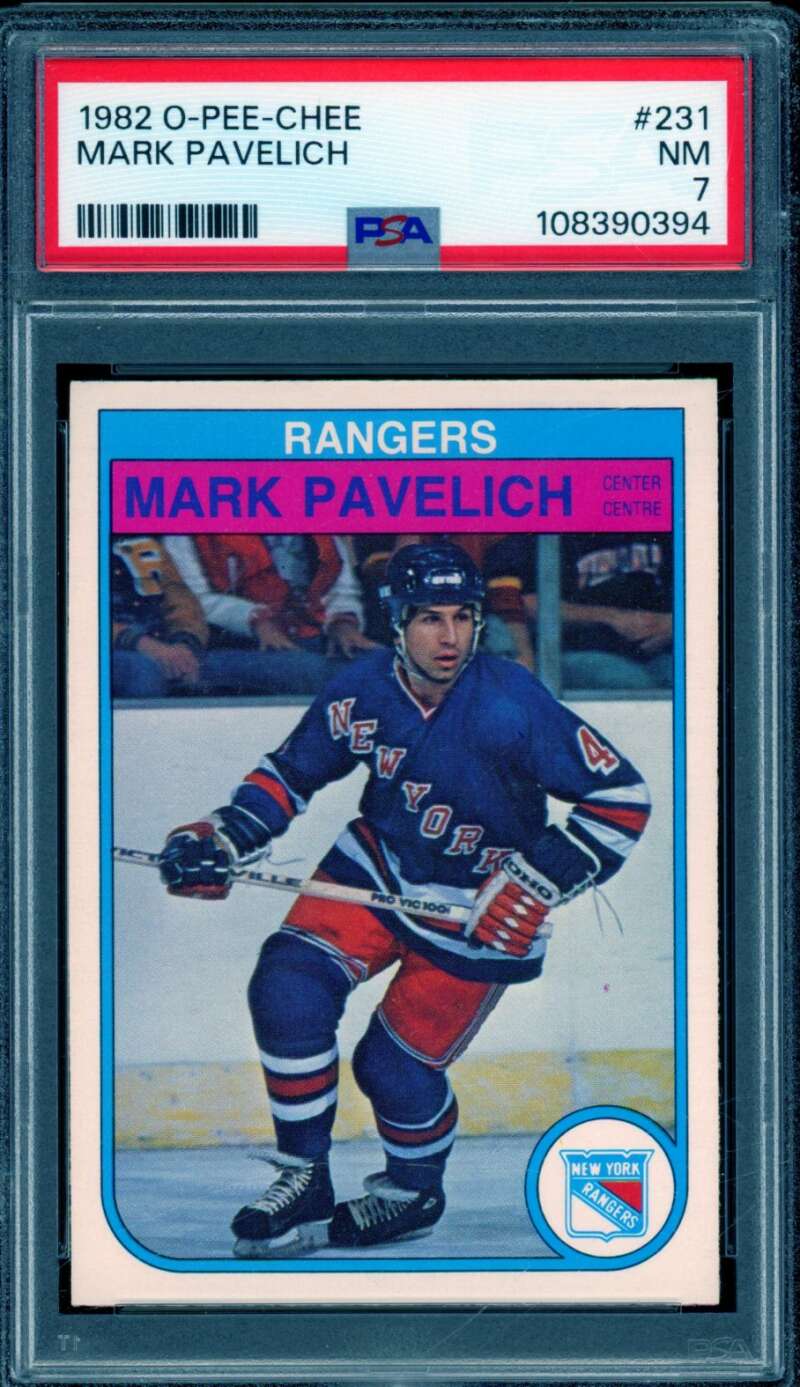 Mark Pavelich Rookie Card 1982-83 O-Pee-Chee #231 PSA 7 Image 1