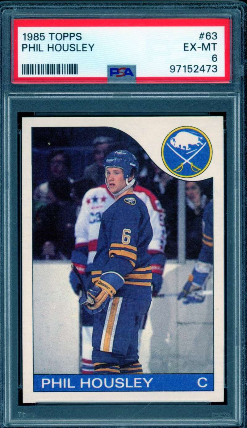 Phil Housley Card 1985-86 Topps #63 PSA 6 Image 1