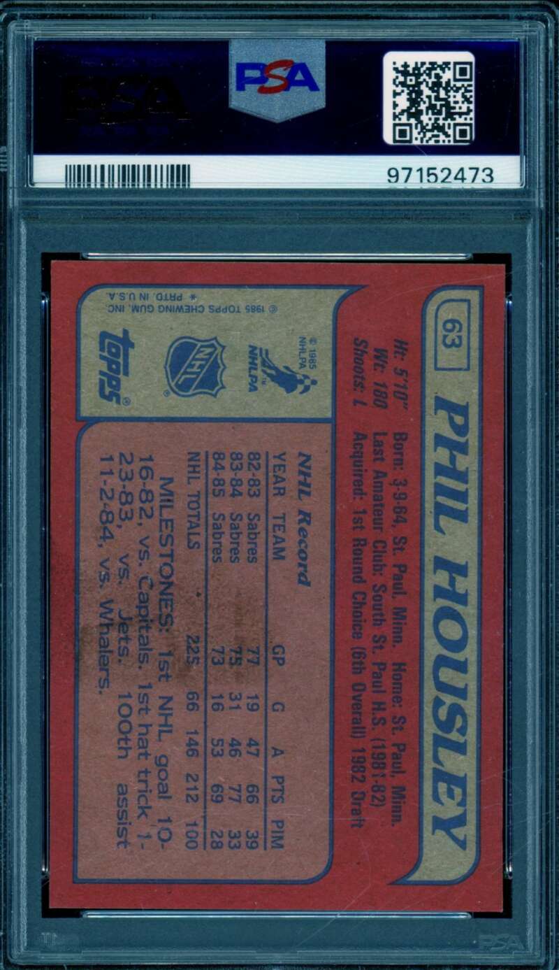Phil Housley Card 1985-86 Topps #63 PSA 6 Image 2