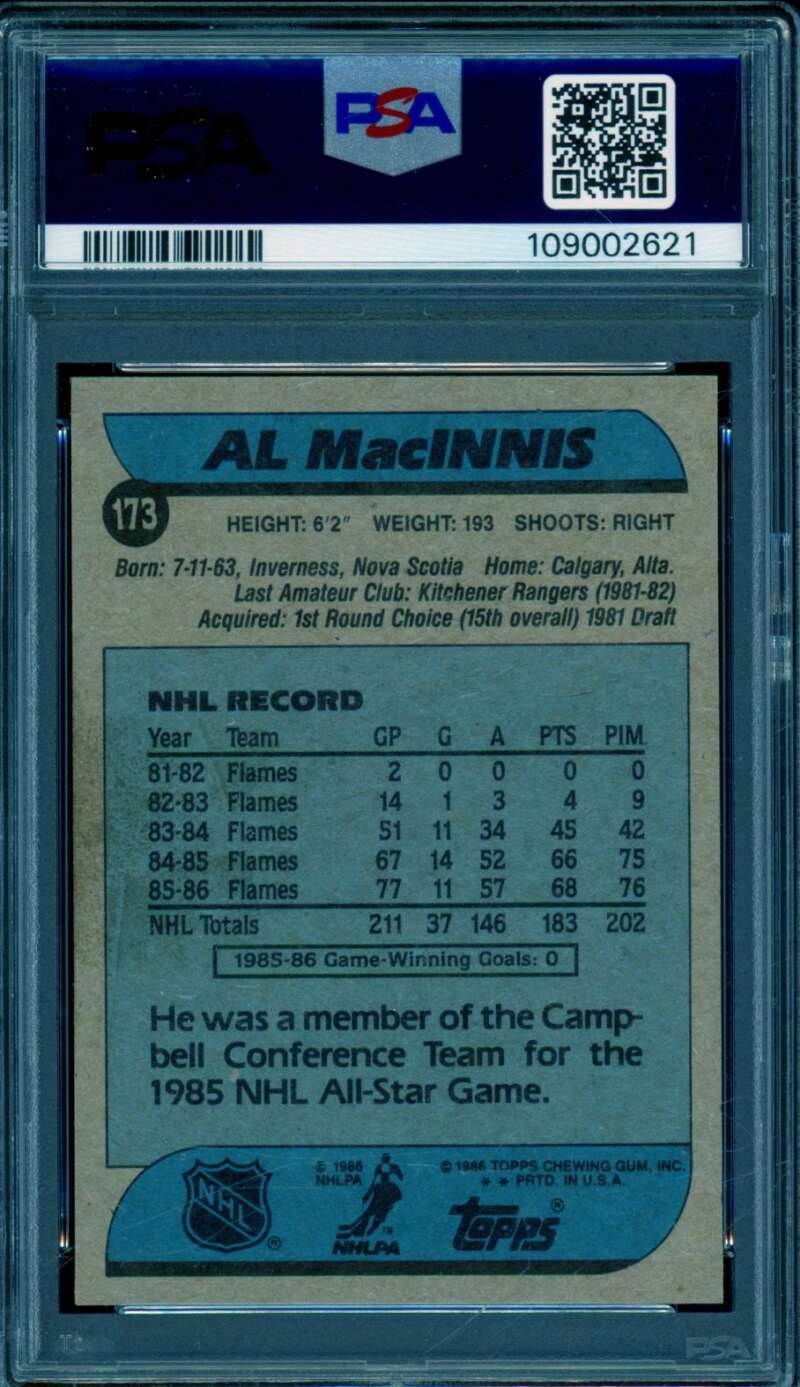 Al Macinnis Card 1986-87 Topps #173 PSA 4 Image 2