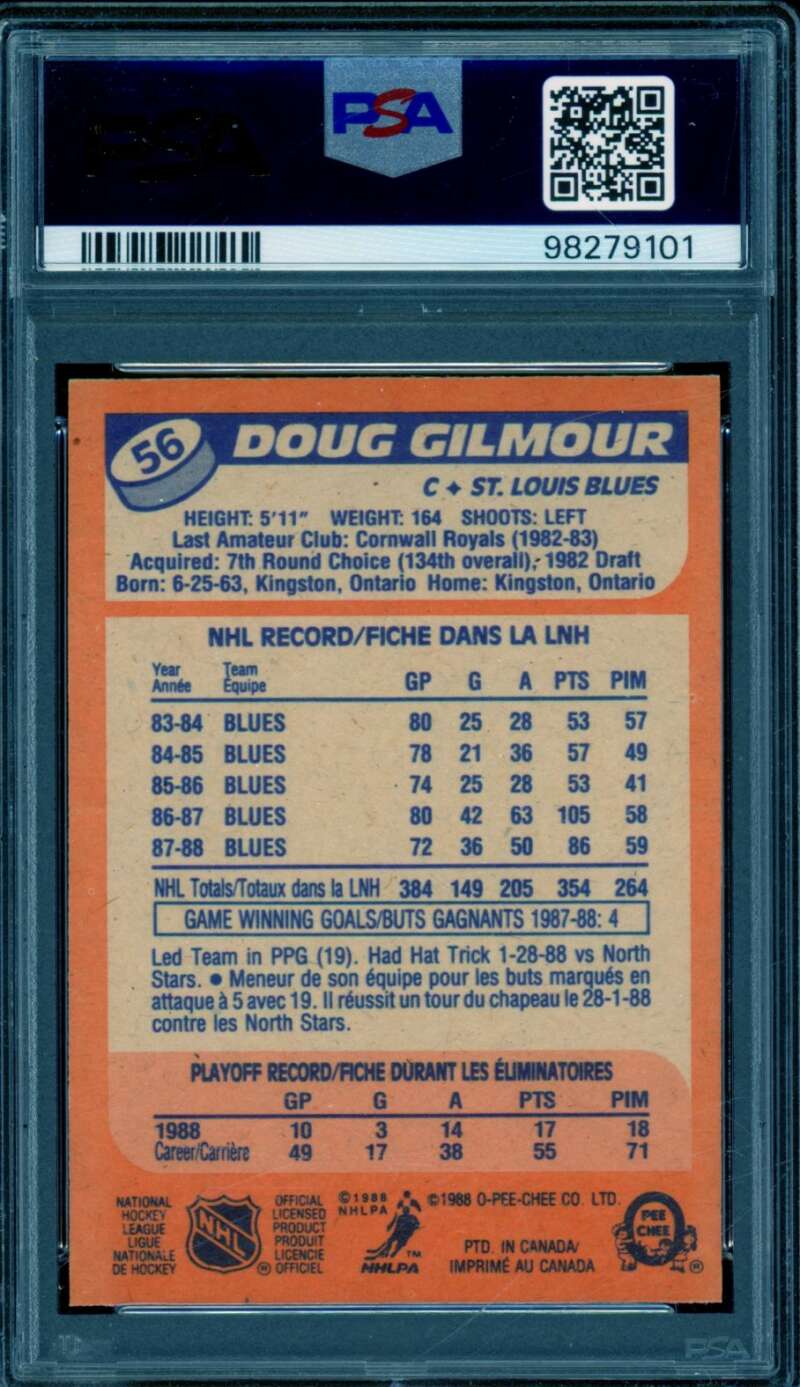 Doug Gilmore Card 1988-89 O-Pee-Chee #56 PSA 8 Image 2