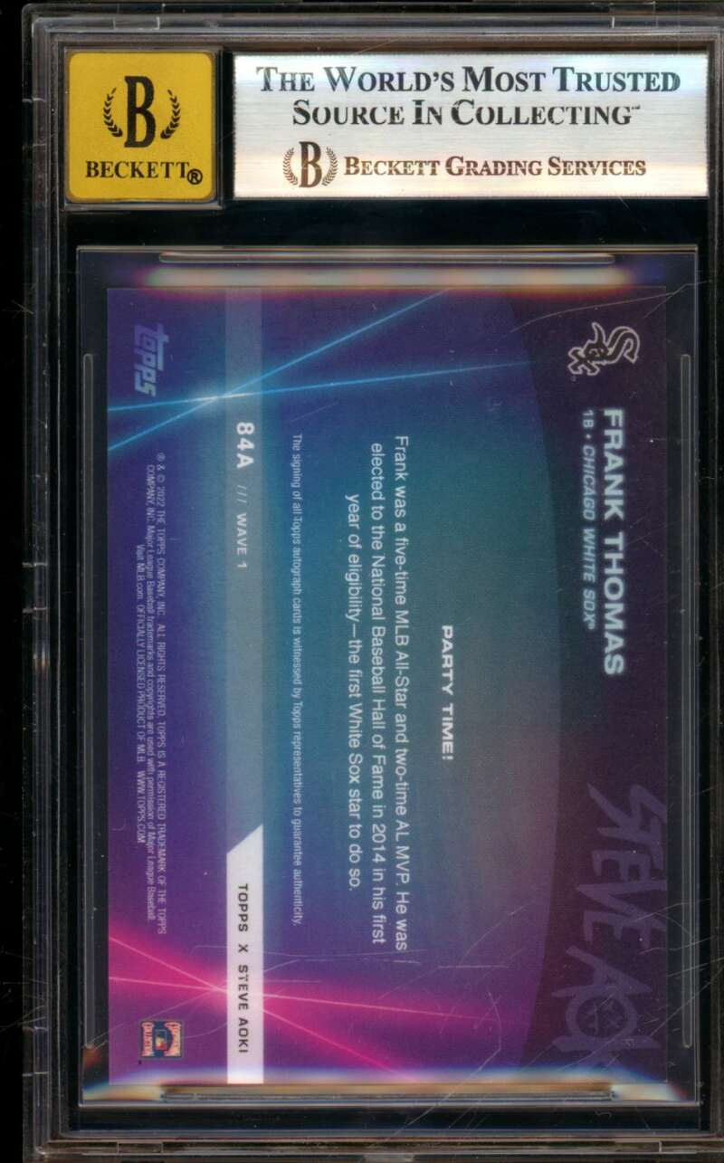 Frank Thomas 2022 Topps X Baseball Party Autograph Yellow (19/25) #84A BGS 10 Image 2