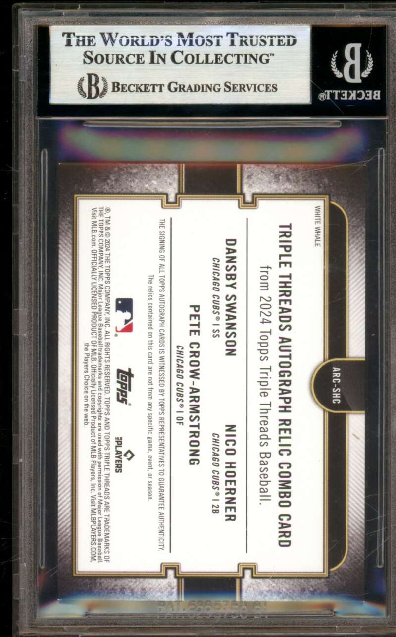 Swanson/Hoerner/Crow-Armstrong 2024 Topps Triple Threads Combo Auto #sch BGS 7.5 Image 2
