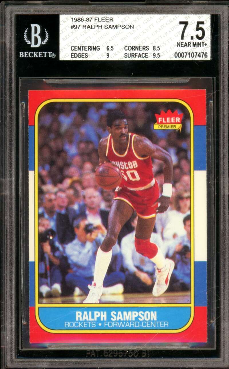 Ralph Sampson Rookie Card 1986-87 Fleer #97 BGS 7.5 Image 1