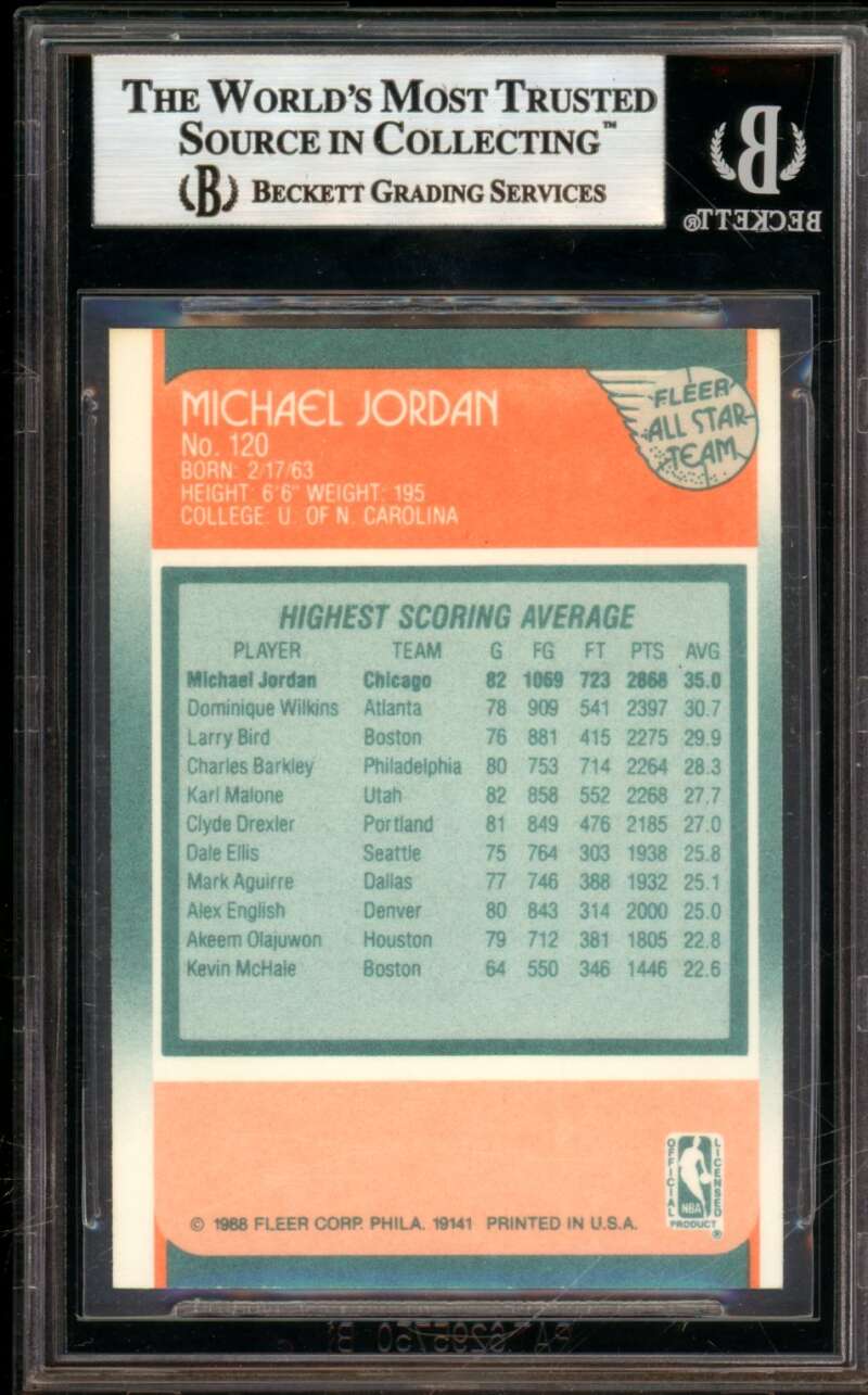 Michael Jordan Card 1988-89 Fleer #120 BGS 8.5 Image 2