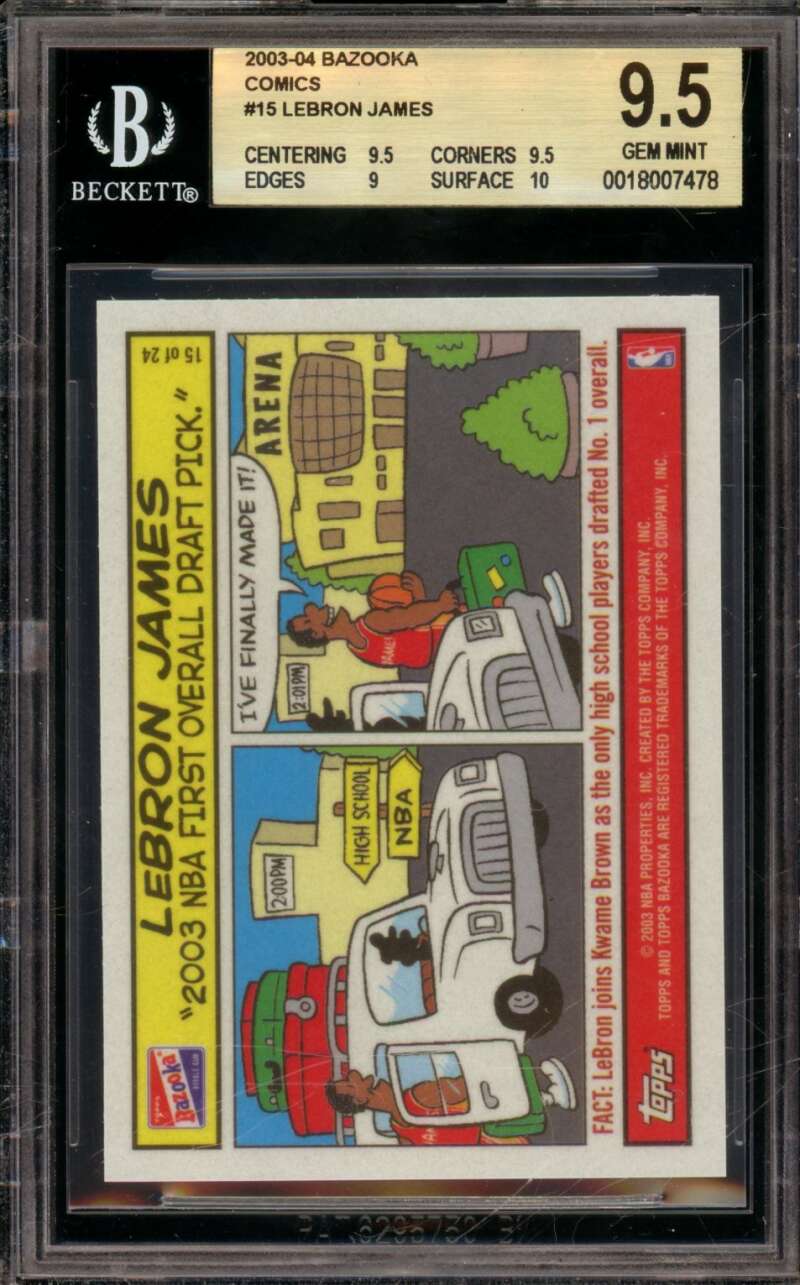 LeBron James Rookie Card 2003-04 Bazooka Comics #15 BGS 9.5 Image 1