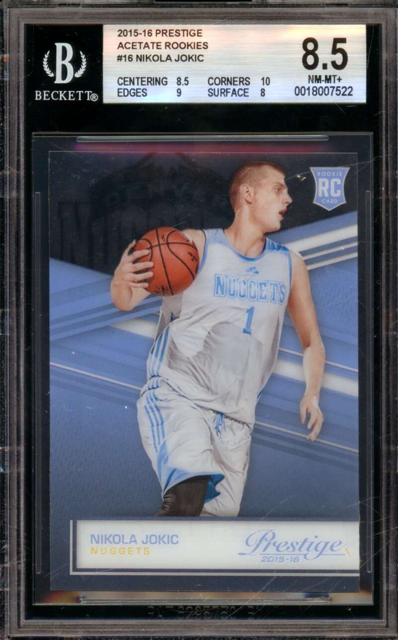 Nikola Jokic Rookie Card 2015-16 Prestige Acetate Rookies #16 BGS 8.5 Image 1