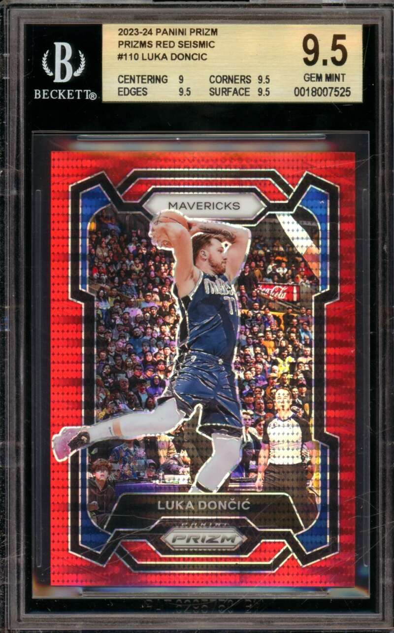 Luka Doncic Card 2023-24 Panini Prizm Prizms Red Seismic (pop 2) #110 BGS 9.5 Image 1