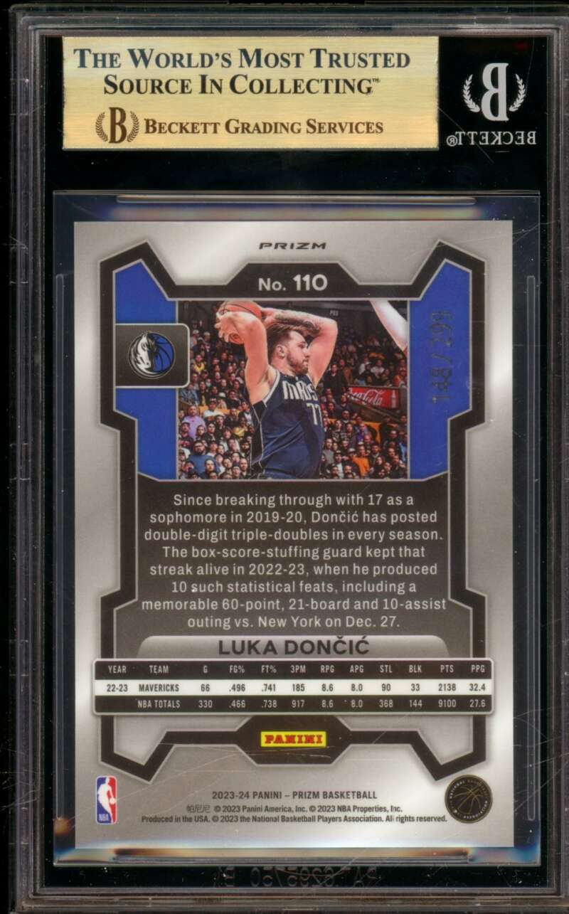 Luka Doncic Card 2023-24 Panini Prizm Prizms Red Seismic (pop 2) #110 BGS 9.5 Image 2