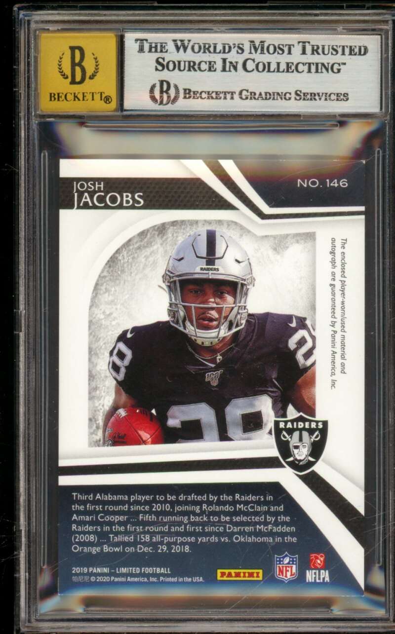 Josh Jacobs Rookie 2019 Limited Jersey Autograph (pop 1) (27/99) #146 BGS 8.5 Image 2