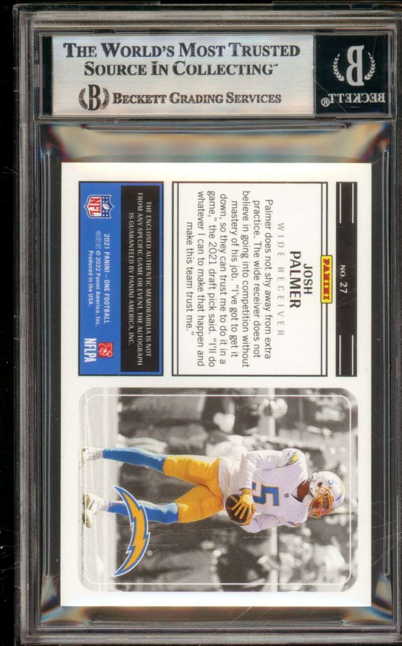 Josh Palmer Rookie Card 2021 Panini One Jersey Autograph (pop 1) #27 BGS 8.5 Image 2
