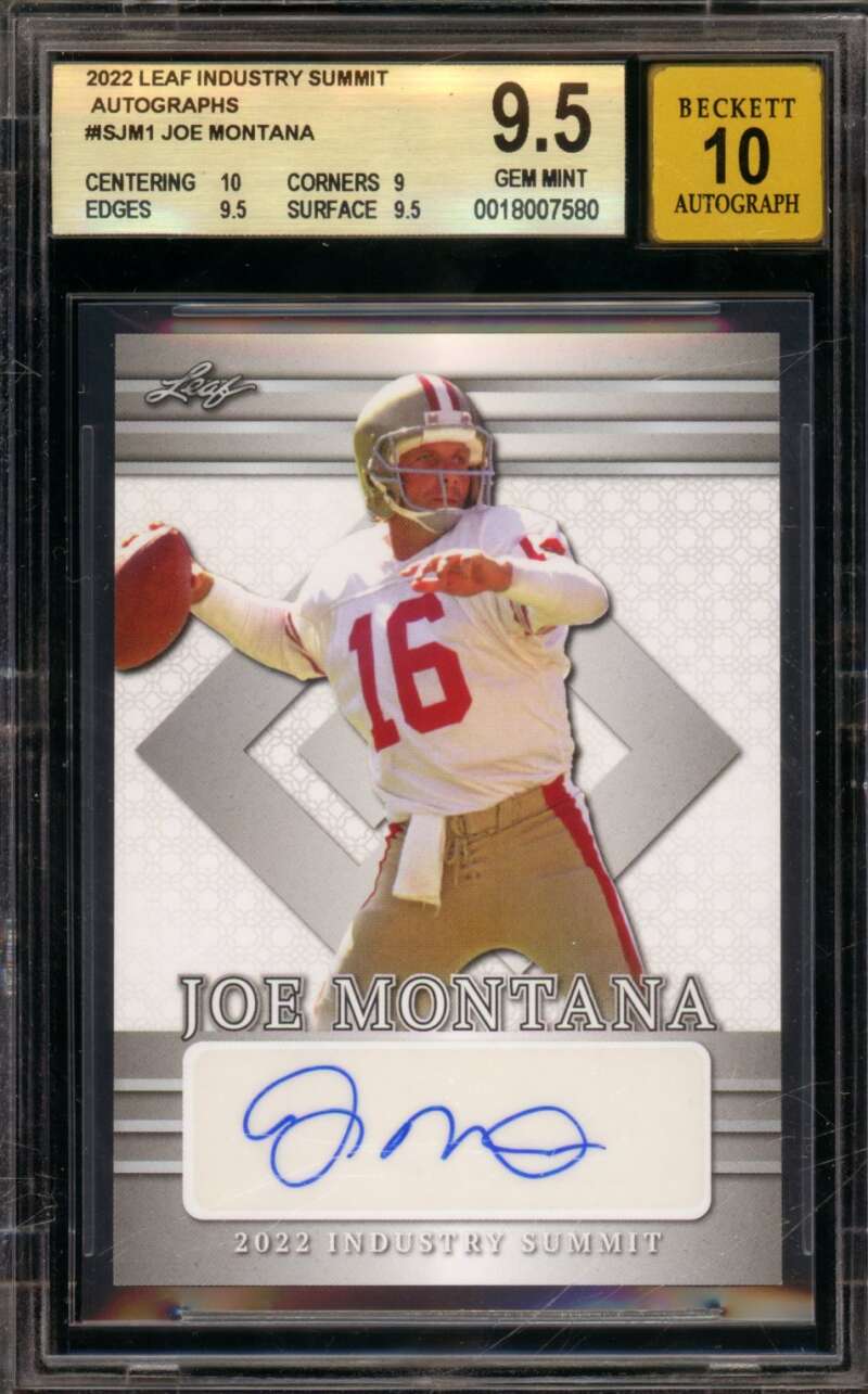 Joe Montana Card 2022 Leaf Industry Summit Autographs #Isjm1 BGS 9.5 Image 1