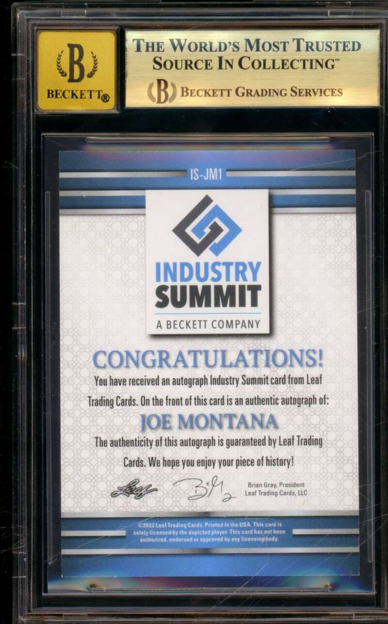 Joe Montana Card 2022 Leaf Industry Summit Autographs #Isjm1 BGS 9.5 Image 2