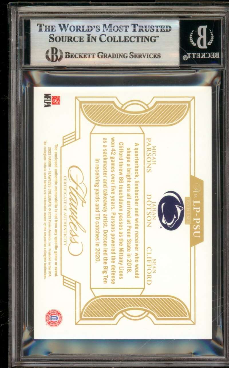 Clifford/Parsons/Dotson 2023 Flawless Collegiate Legacy Patches Ruby #10 BGS 8.5 Image 2