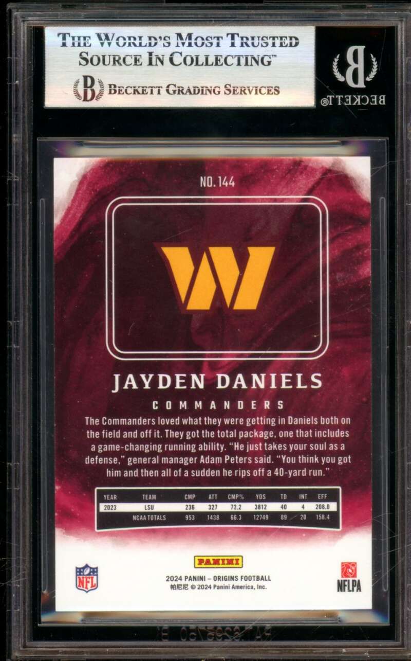 Jayden Daniels Rookie Card 2024 Panini Origins (pop 5) #144 BGS 9 Image 2