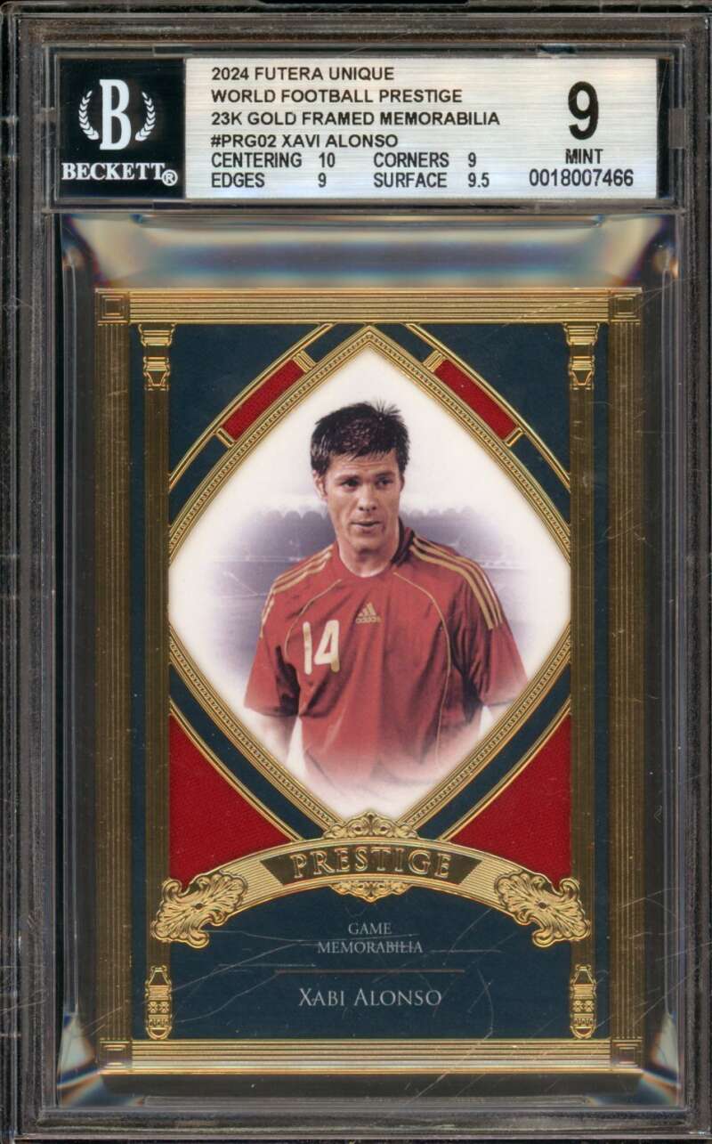 Xabi Alonso 2024 Futera Unique Prestige 23K Gold Framed (6/10) #PRG02 BGS 9 Image 1