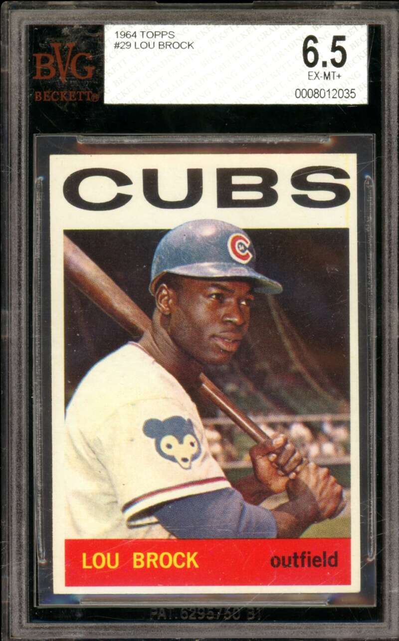 Lou Brock Card 1964 Topps #29 BGS BVG 6.5 Image 1