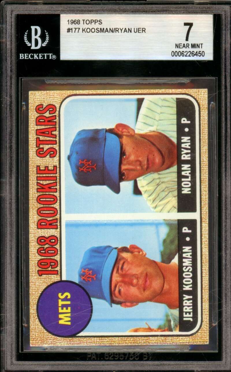 Jerry Koosman/Nolan Ryan Rookie Card 1968 Topps #177 BGS BVG 7 Image 1