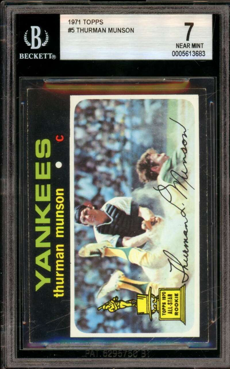 Thurman Munson Card 1971 Topps #5 BGS BVG 7 Image 1