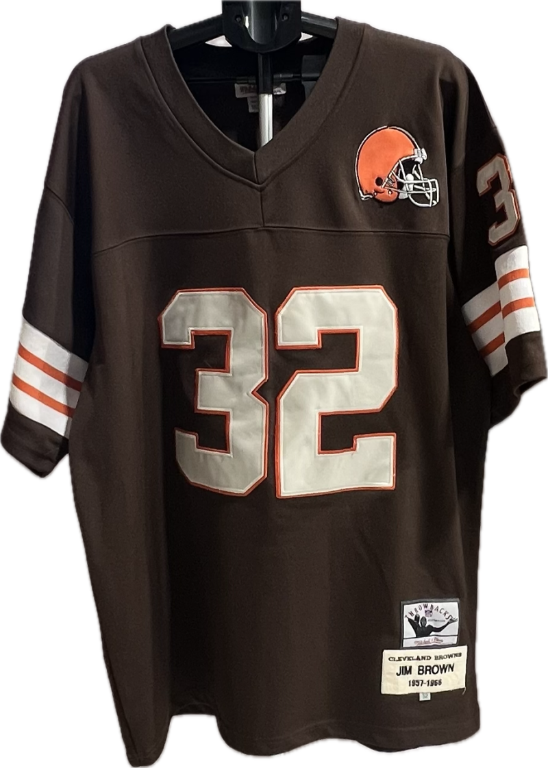 Jim Brown Cleveland Browns Football Jersey NFL Thowbacks Authentic Image 2