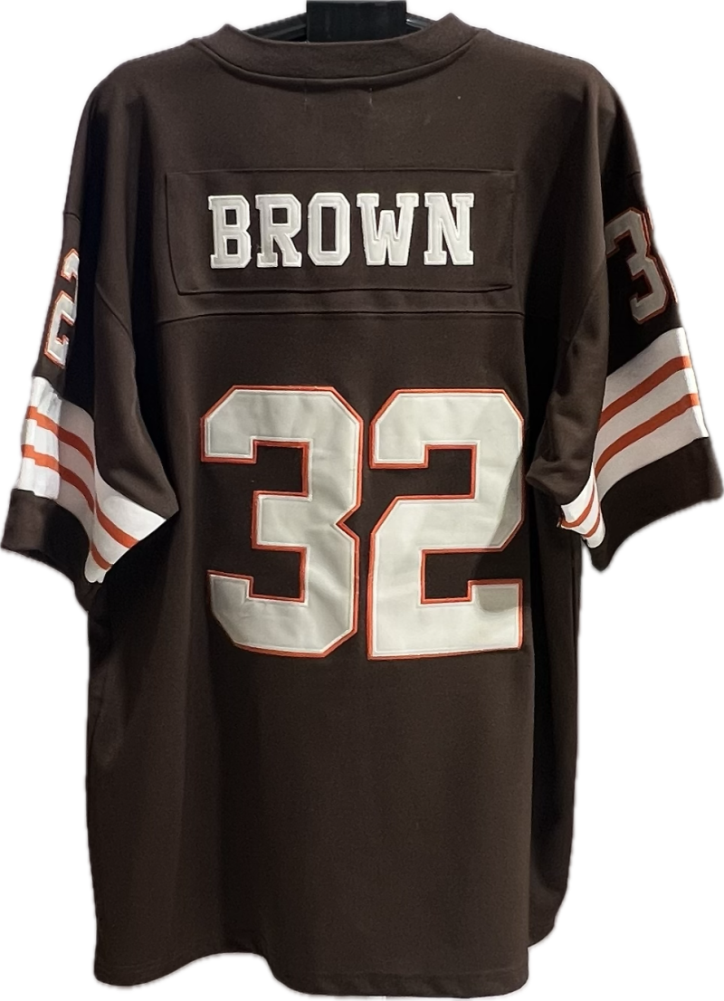 Jim Brown Cleveland Browns Football Jersey NFL Thowbacks Authentic Image 1