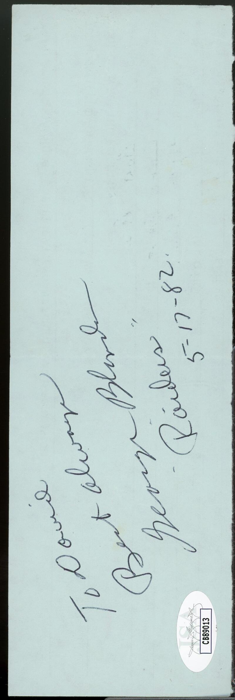 George Blanda Raiders Signed Autographed Handwritten Note JSA Authentic Image 1
