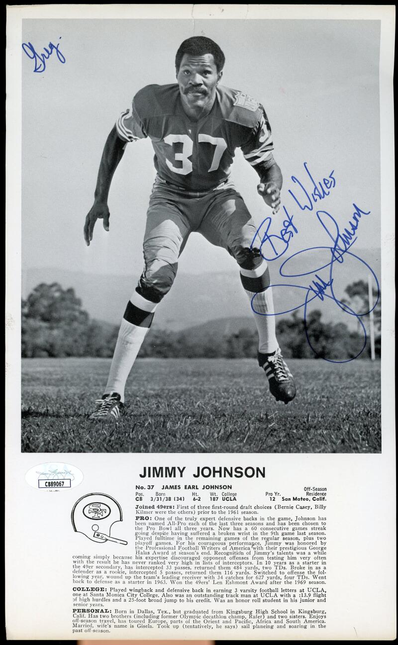Jimmy Johnson 49ers Signed Autographed 7x11 Photo JSA Authentic Image 1